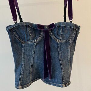VINTAGE D&G DOLCE & GABBANA Denim Corset Bustier Top | Y2K Early 2000s | Size XS